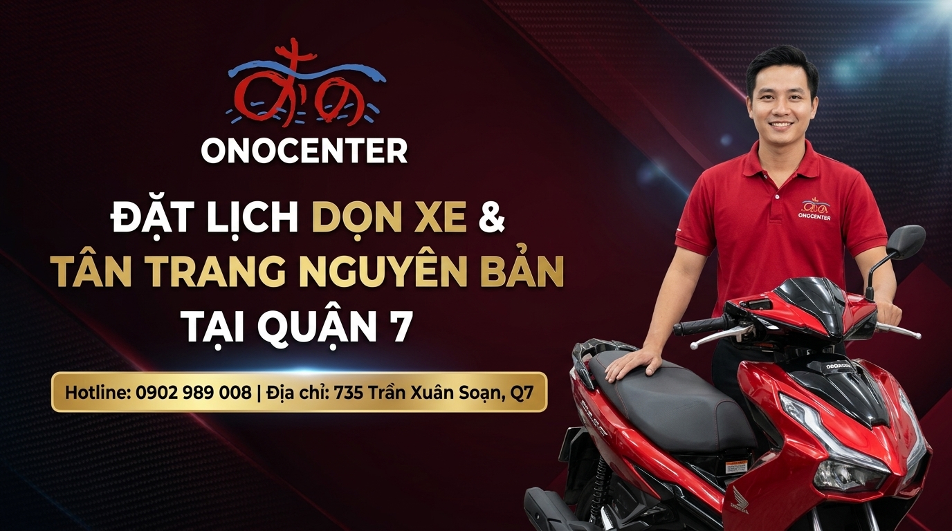 Banner đặt lịch dọn xe và tân trang nguyên bản tại ONOCENTER Quận 7