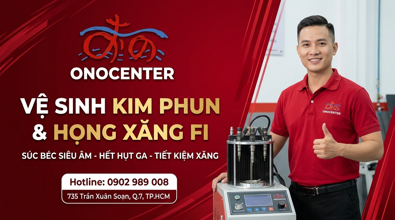 Banner kêu gọi đặt lịch hẹn tiếp nhận dịch vụ vệ sinh kim phun và họng ga chuyên nghiệp tại ONOCENTER